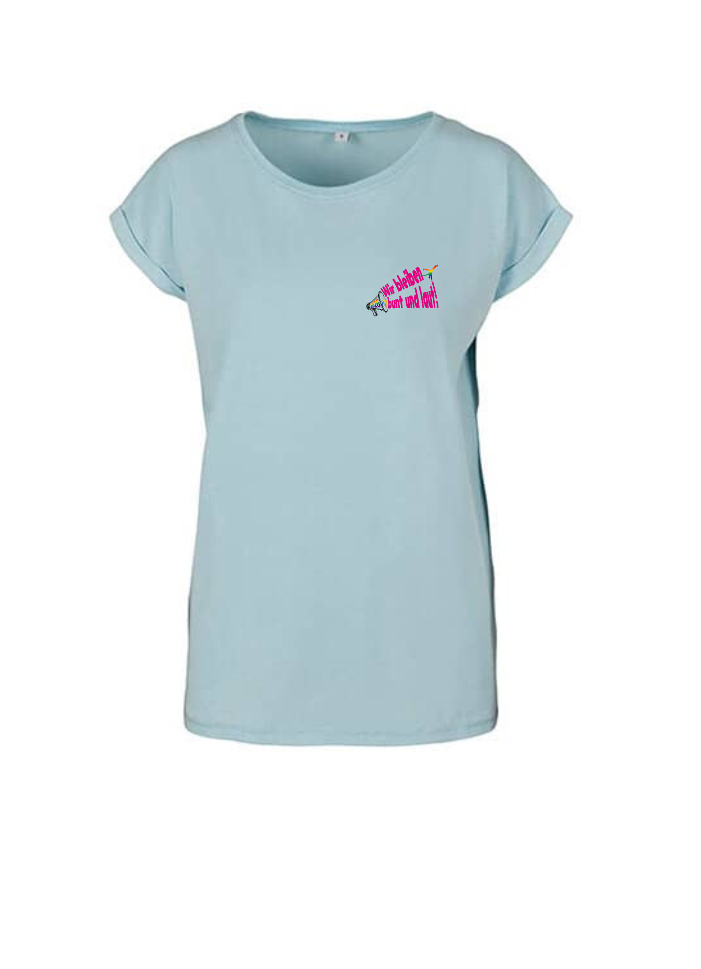 T-Shirt mit umgeschlagenen Ärmeln - Motto