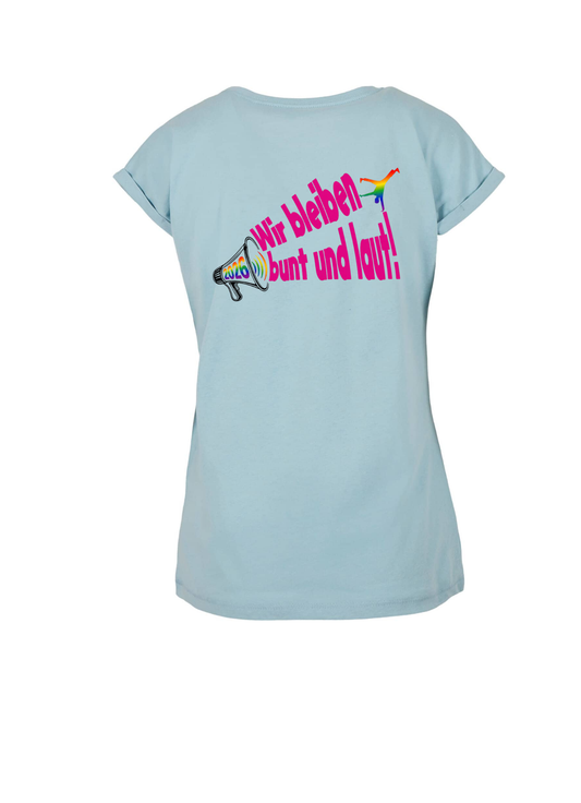 T-Shirt mit umgeschlagenen Ärmeln - Motto