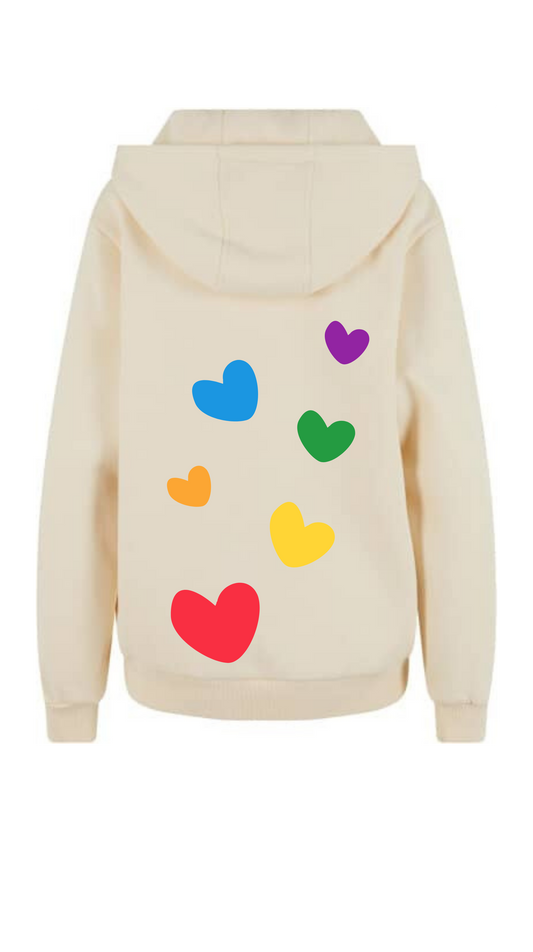Flauschiger Damen-Zipper -aufsteigende Herzen