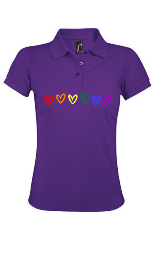 Damen Polo Shirt - ungefüllte Herzen