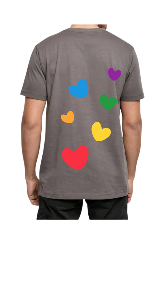 T-Shirt mit Rundhalsausschnitt - aufsteigende Herzen