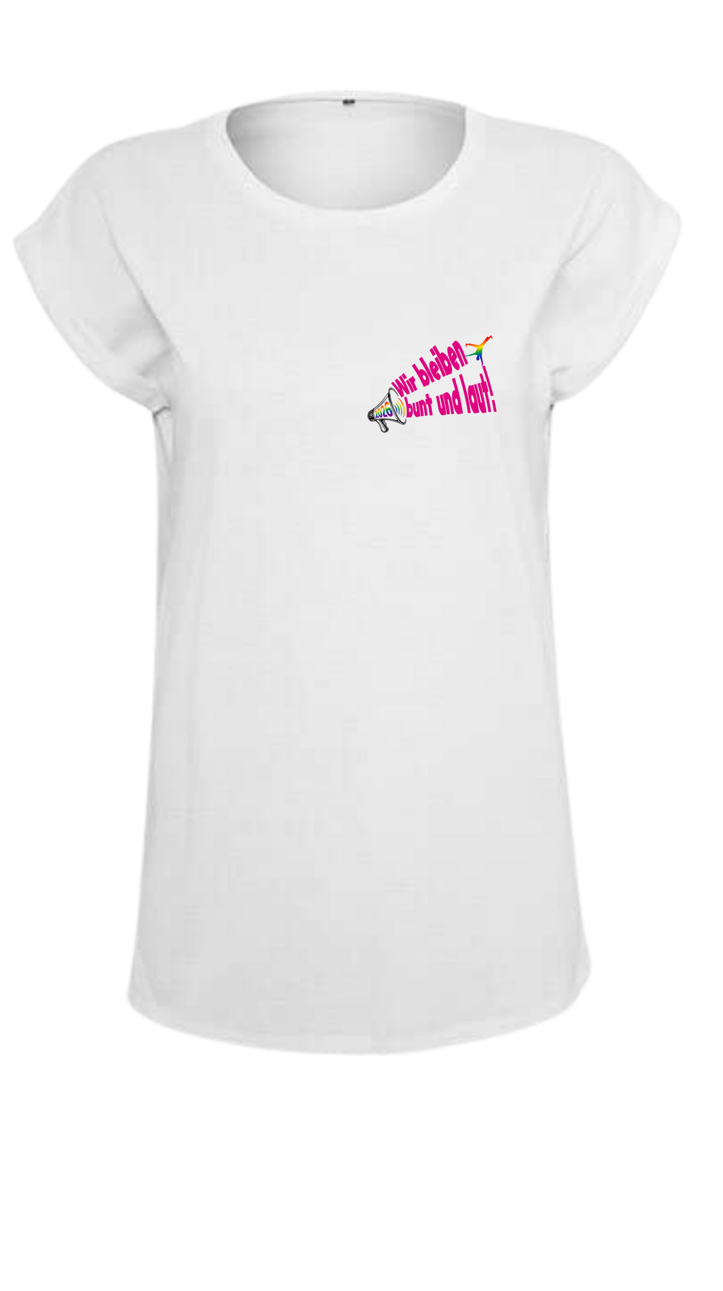 T-Shirt mit umgeschlagenen Ärmeln - Motto