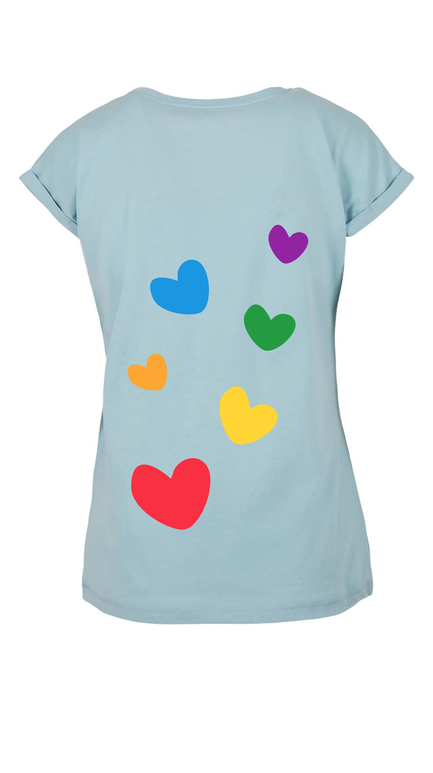 T-Shirt mit umgeschlagenen Ärmeln - aufsteigende Herzen