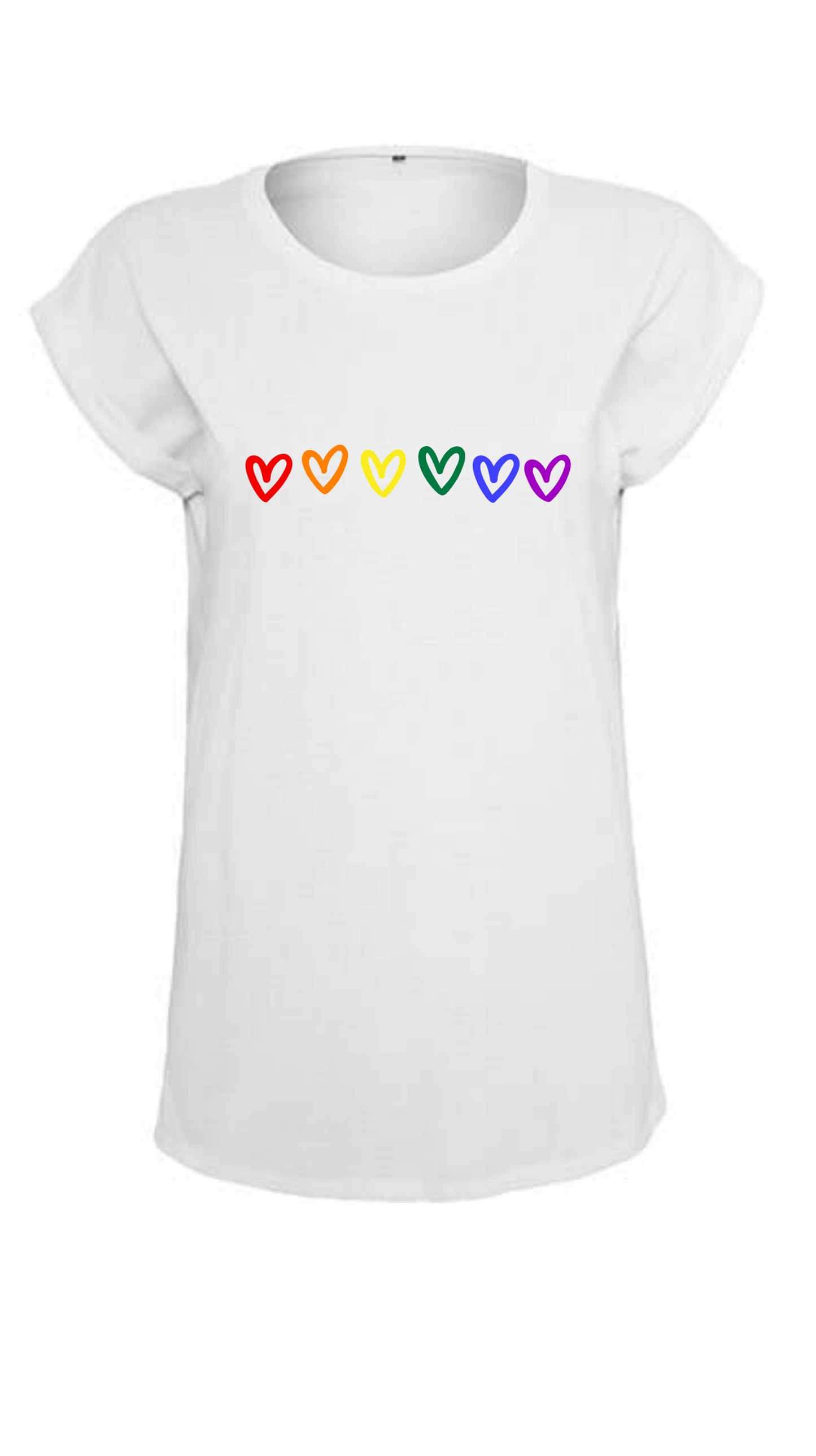 T-Shirt mit umgeschlagenen Ärmeln - ungefüllte Herzen