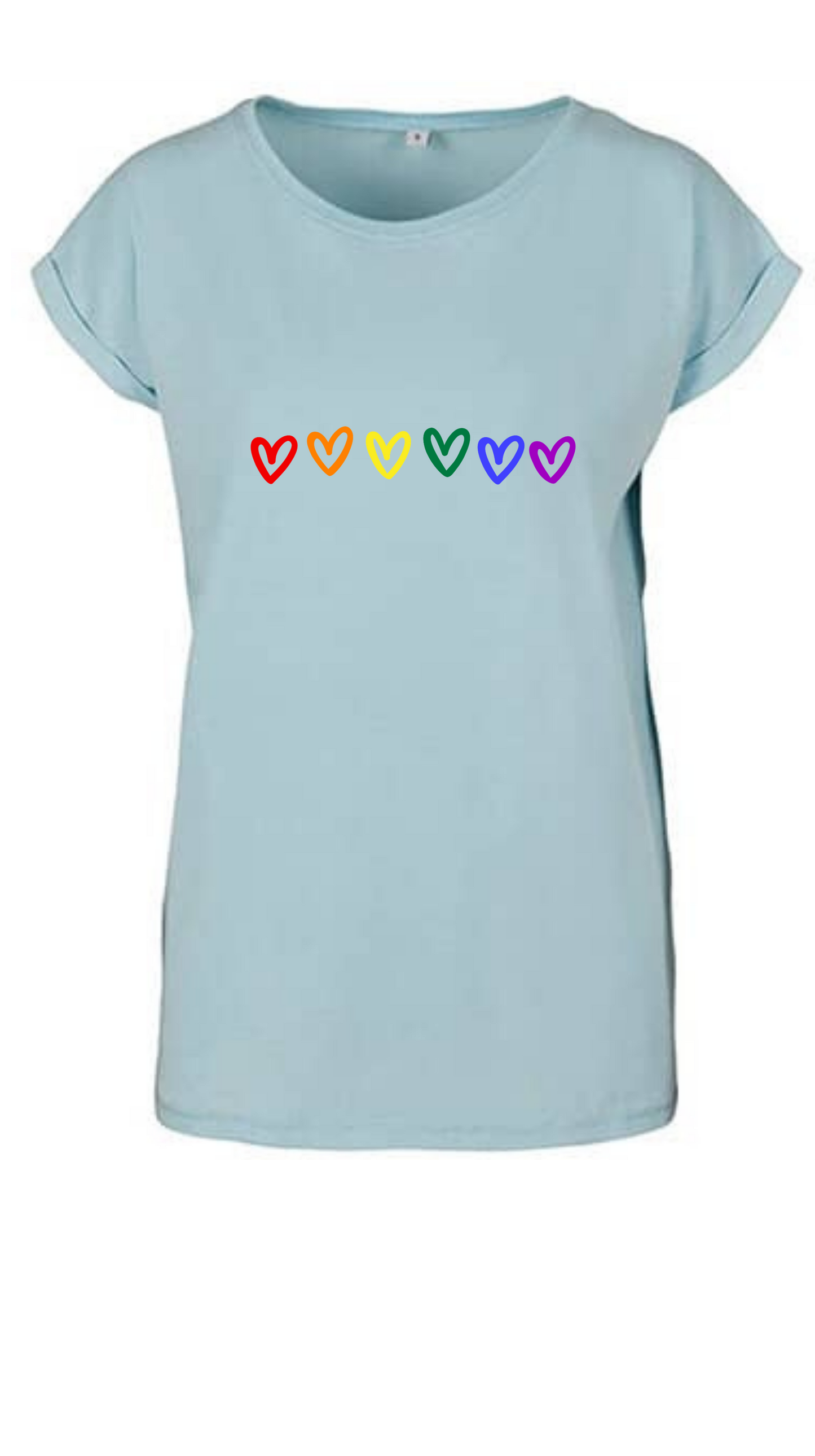 T-Shirt mit umgeschlagenen Ärmeln - ungefüllte Herzen