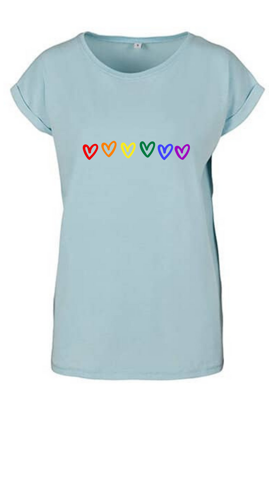 T-Shirt mit umgeschlagenen Ärmeln - ungefüllte Herzen