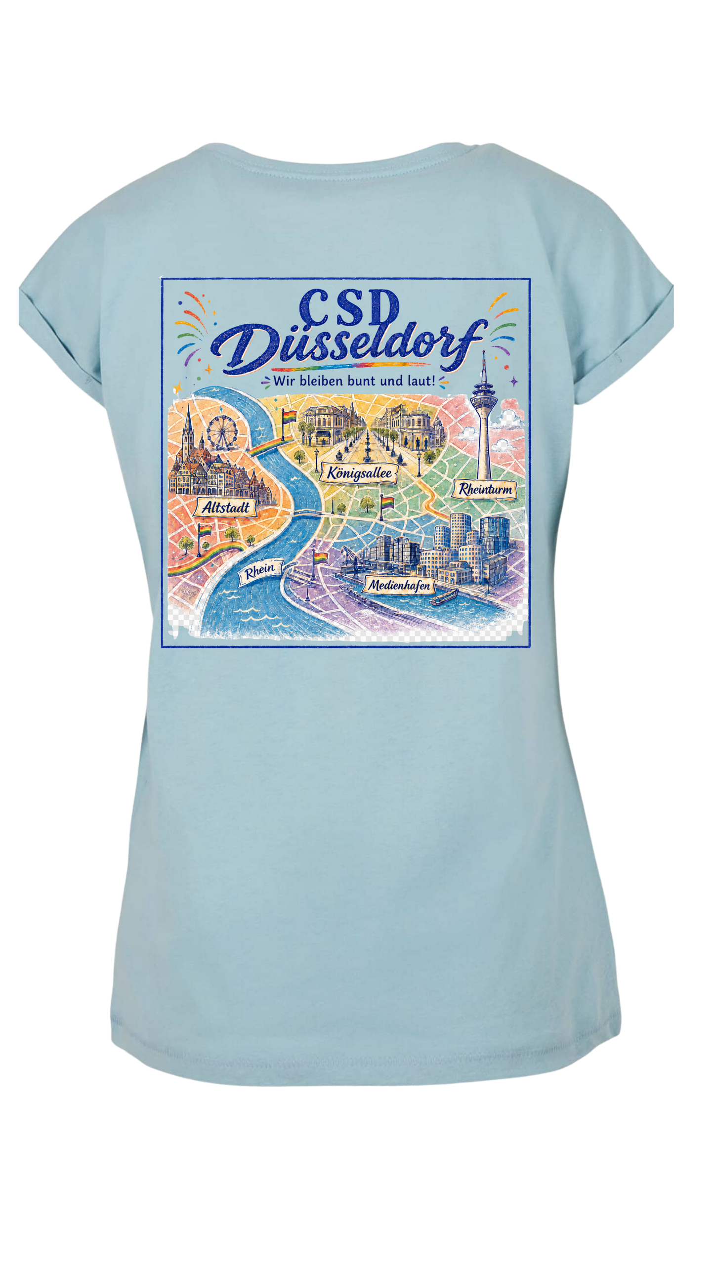 T-Shirt mit umgeschlagenen Ärmeln - Düsseldorf Karte