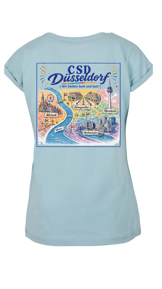 T-Shirt mit umgeschlagenen Ärmeln - Düsseldorf Karte